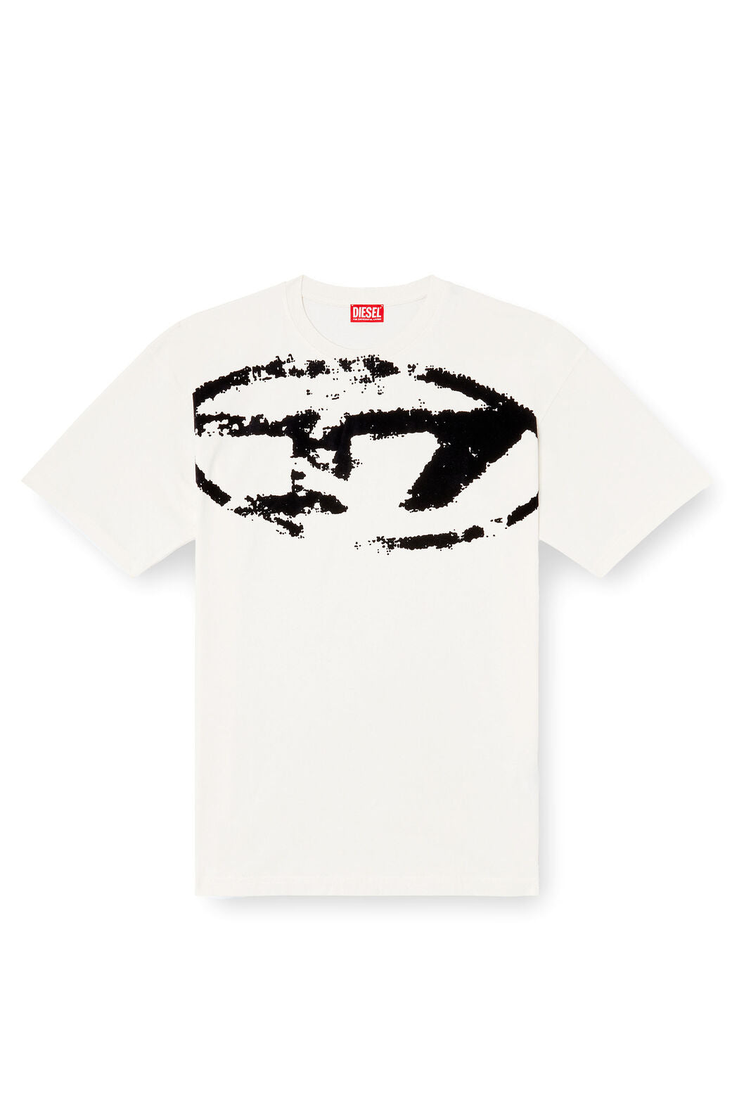 T-BOXT-N14 T-shirt with distressed flocked logo White/Black