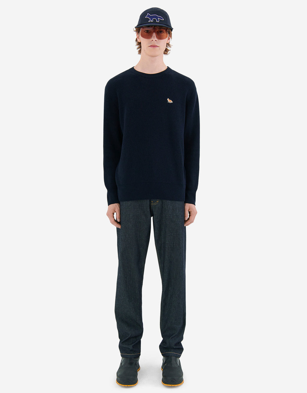 Men's Baby Fox Patch Relaxed Pullover Navy