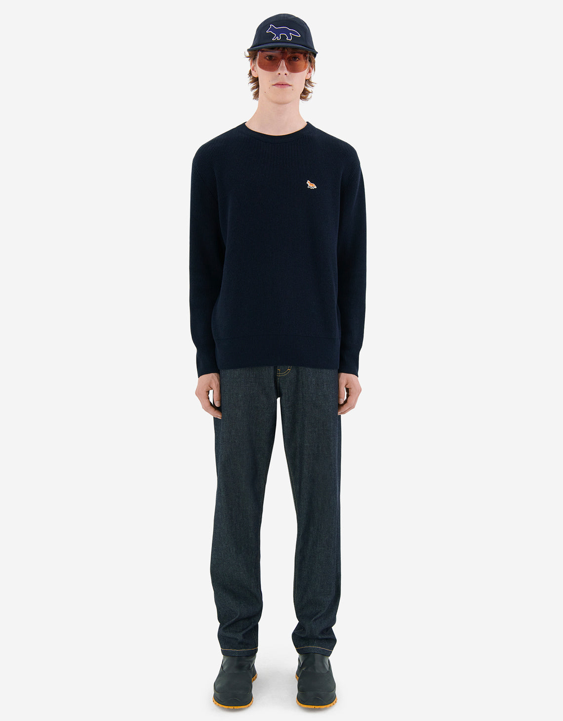 Men's Baby Fox Patch Relaxed Pullover Navy