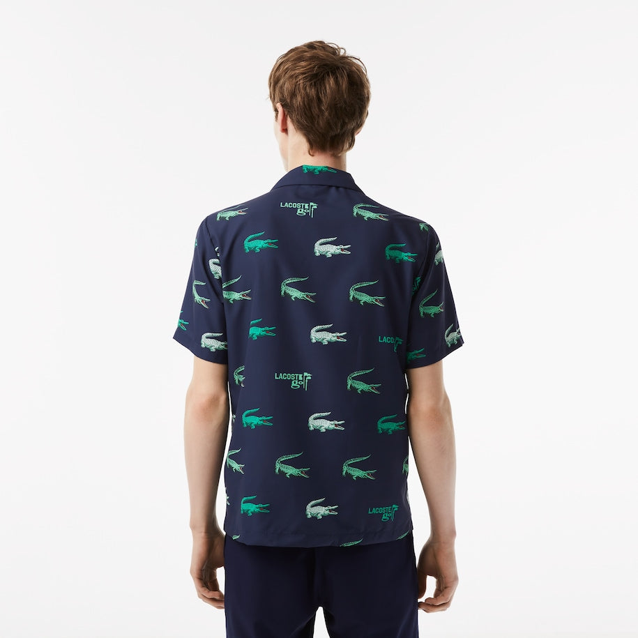 Men’s Golf Printed Short-sleeve Shirt Navy Blue