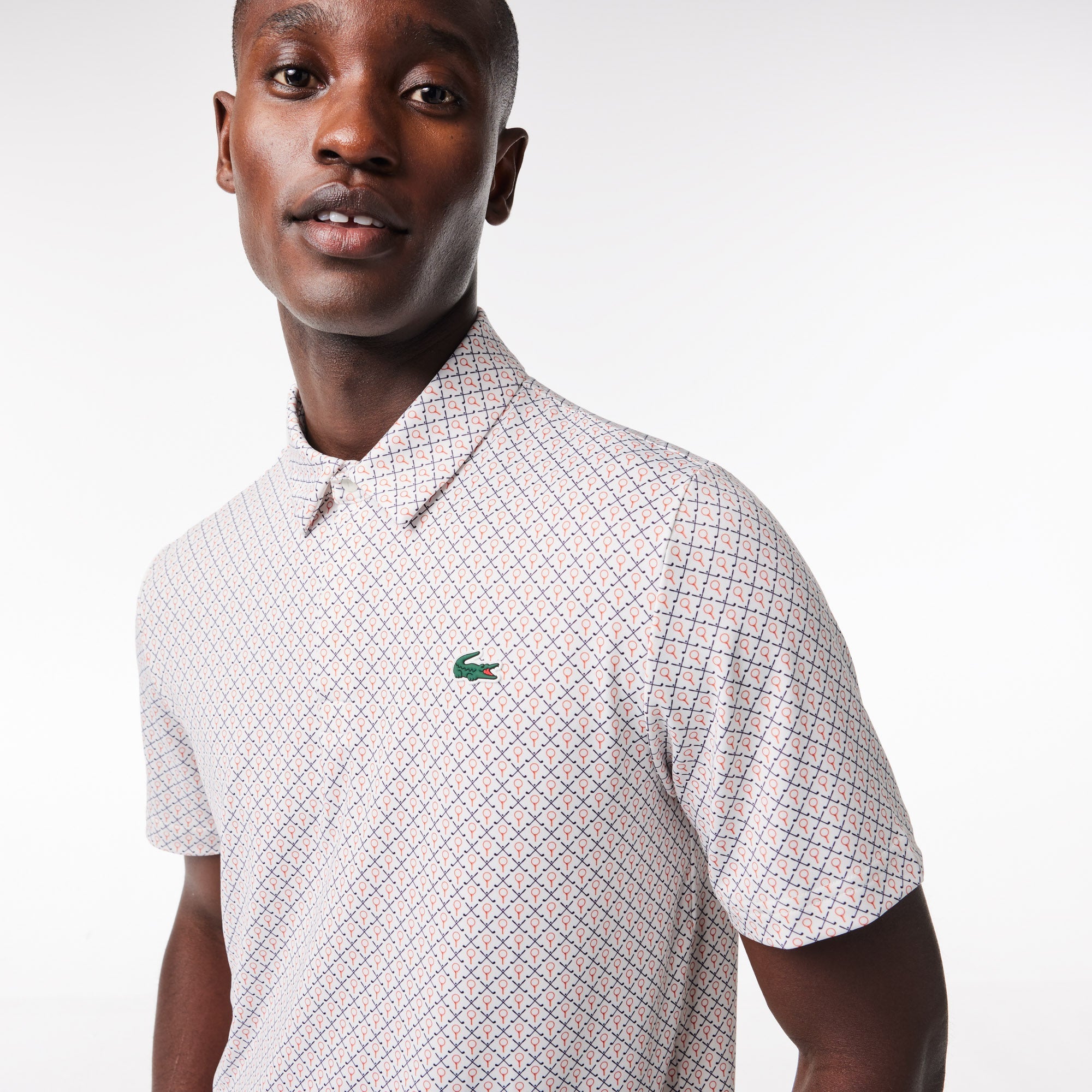 Men’s Golf Printed Recycled Polyester Polo  White / Bordeaux