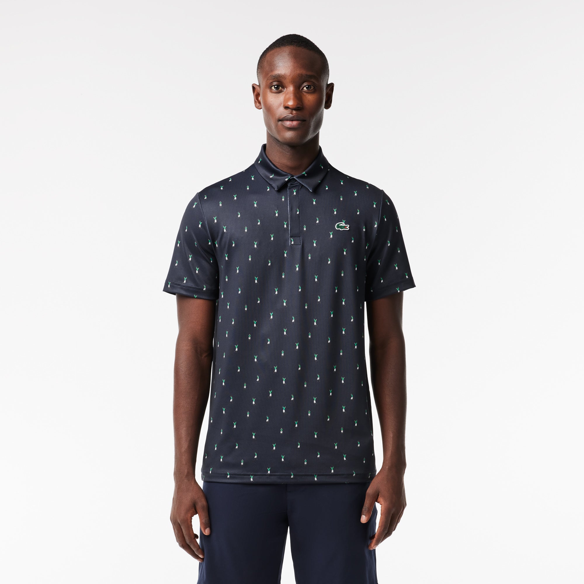 Men’s Golf Printed Recycled Polyester Polo Navy Blue