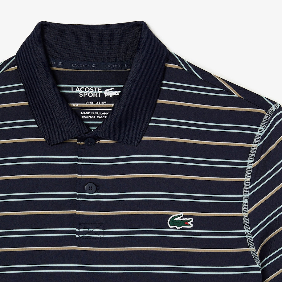 Men’s Golf Recycled Polyester Stripe Polo Navy Blue