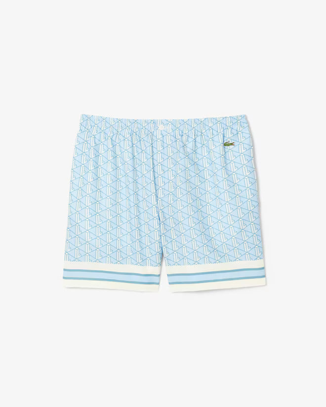 Lacoste Men’s Monogram Logo Print Relaxed Fit Shorts Light Blue – GH9928-51-GIL