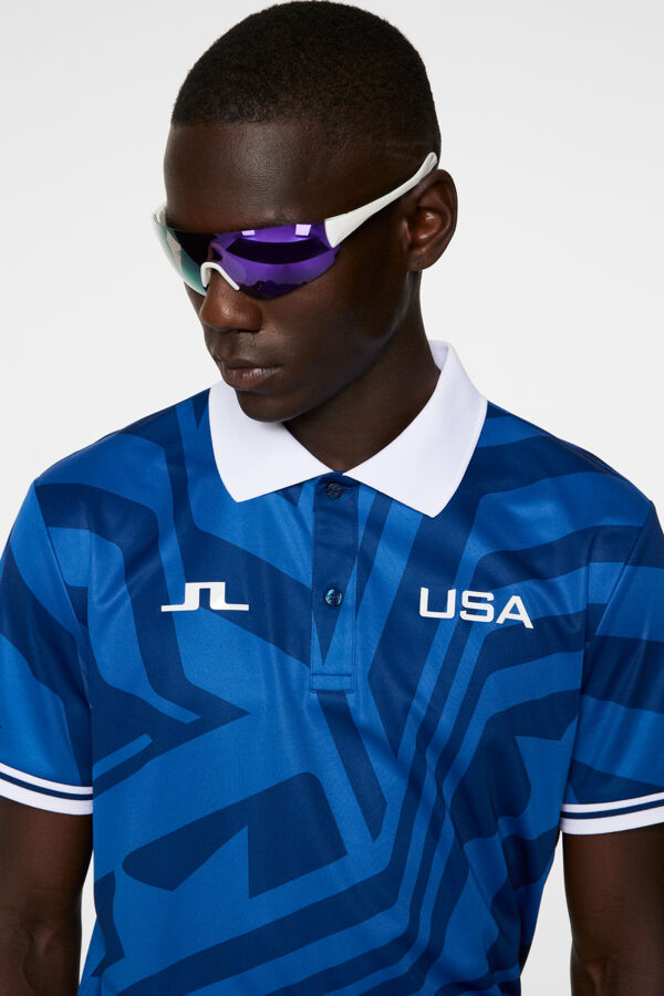 Alois Print Polo US Golf Blue