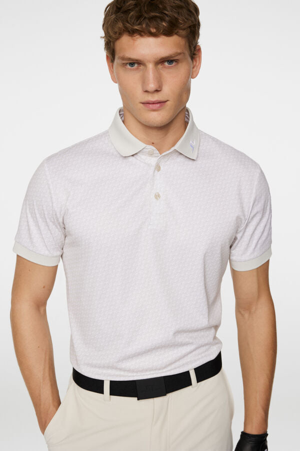 J.LINDEBERG Men's Tour Tech Print Polo SHADOW BRIDGE MOONBEAM