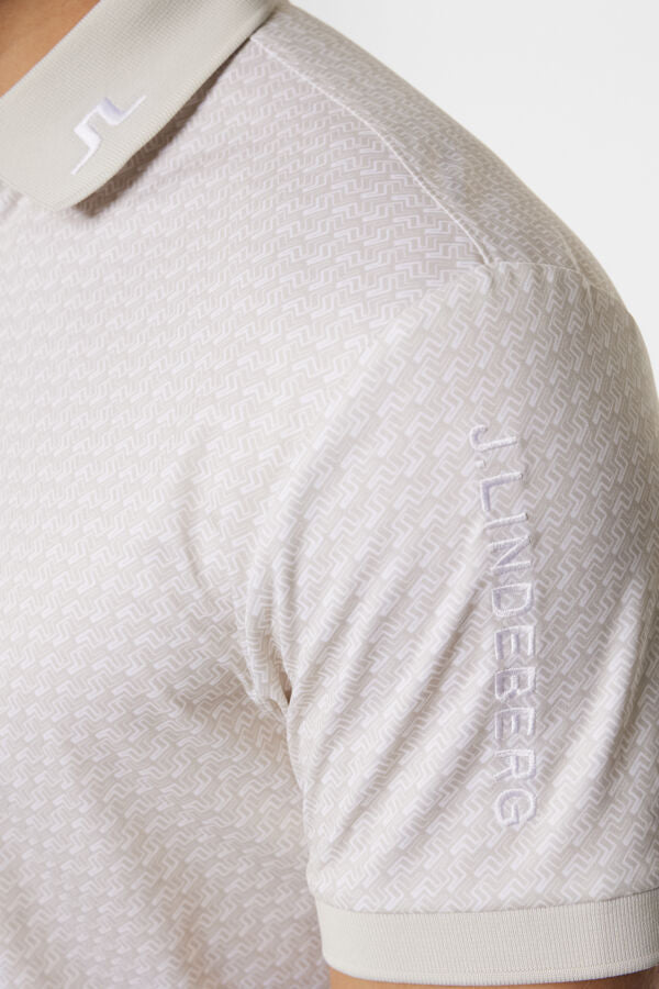 J.LINDEBERG Men's Tour Tech Print Polo SHADOW BRIDGE MOONBEAM