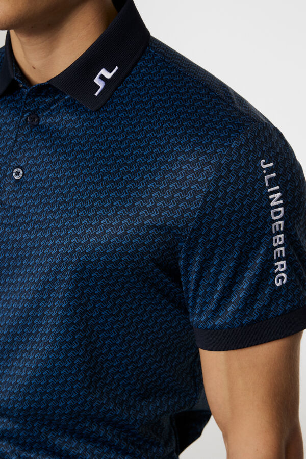 J.LINDEBERG Men's Tour Tech Print Polo SHADOW BRIDGE NAVY