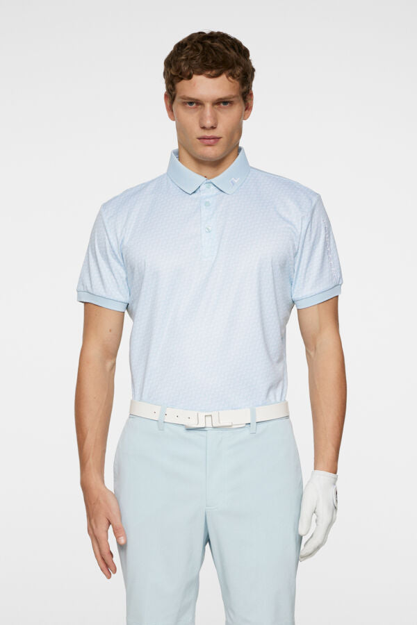 J.LINDEBERG Men's Tour Tech Print Polo SHADOW BRIDGE WINTER SKY