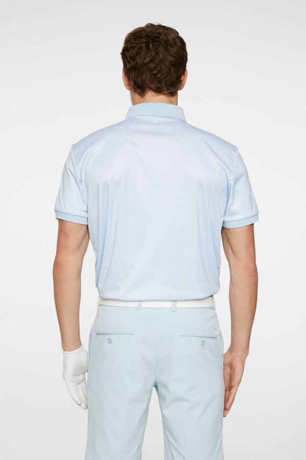 J.LINDEBERG Men's Tour Tech Print Polo SHADOW BRIDGE WINTER SKY