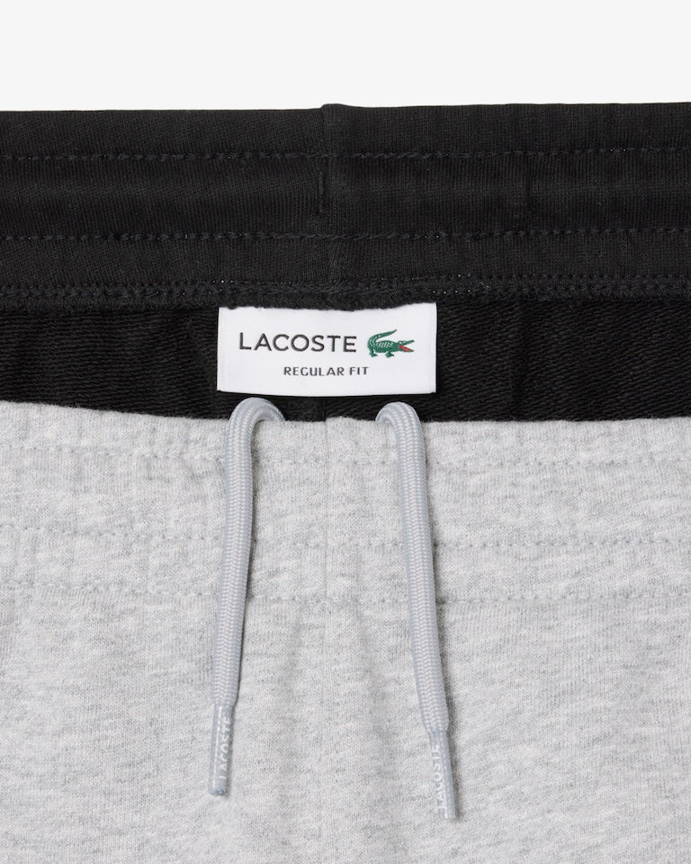 Lacoste Men’s Cotton Fleece Colorblock Shorts Grey Chine/Black - GH9597-51-LY3