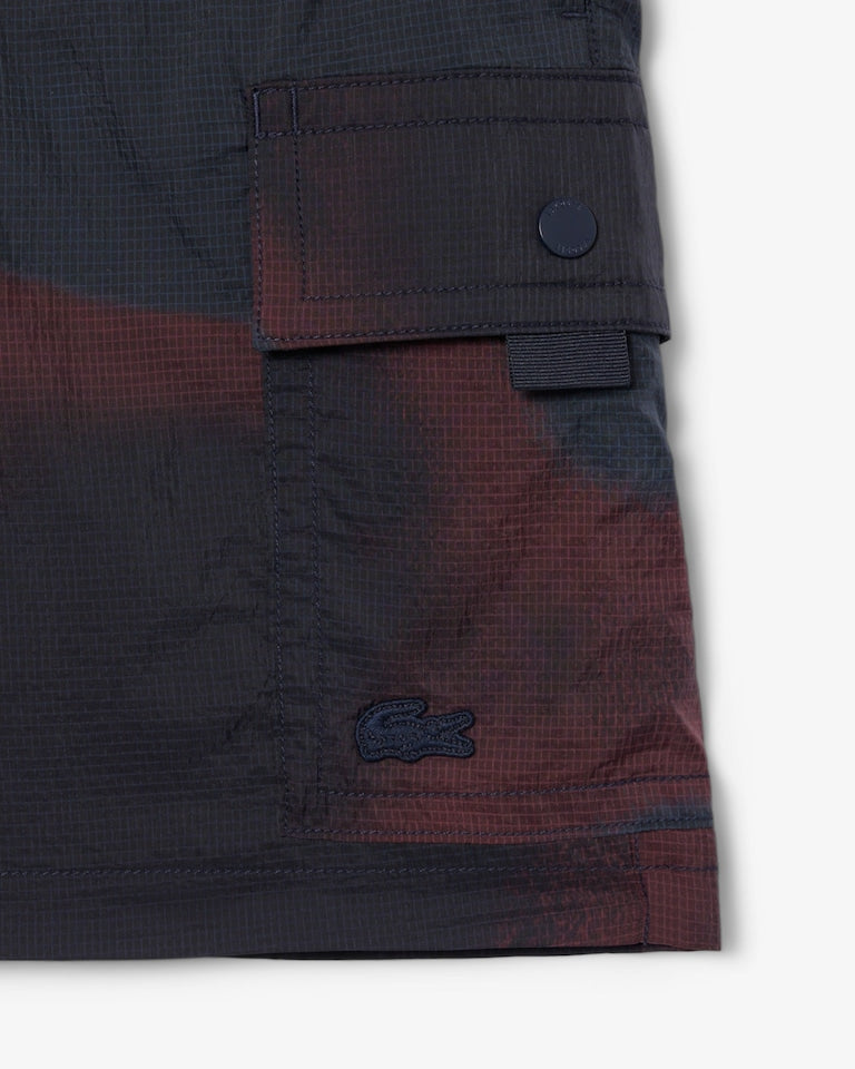 Lacoste Men’s Ombré Print Nylon Cargo Shorts – Navy Blue GH9659-51-EIX