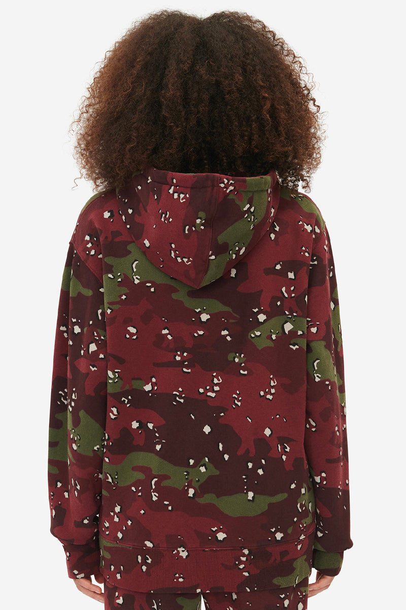 MAISON KITSUNÉ CAMO FOX RELAXED HOODIE WINE LEES DESIGN