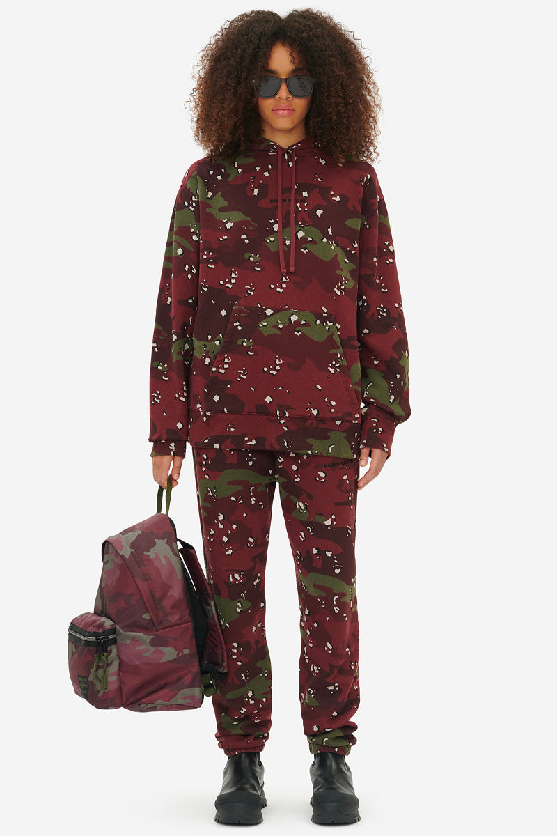 MAISON KITSUNÉ CAMO FOX RELAXED HOODIE WINE LEES DESIGN