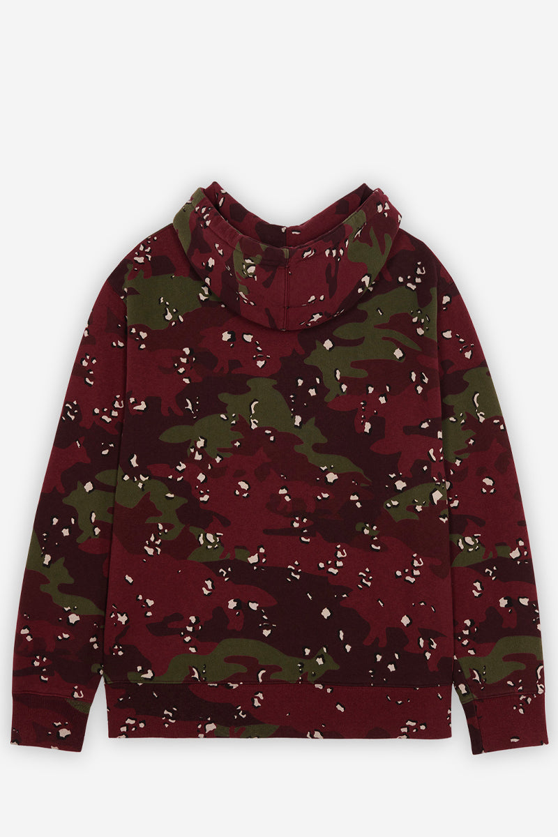 MAISON KITSUNÉ CAMO FOX RELAXED HOODIE WINE LEES DESIGN
