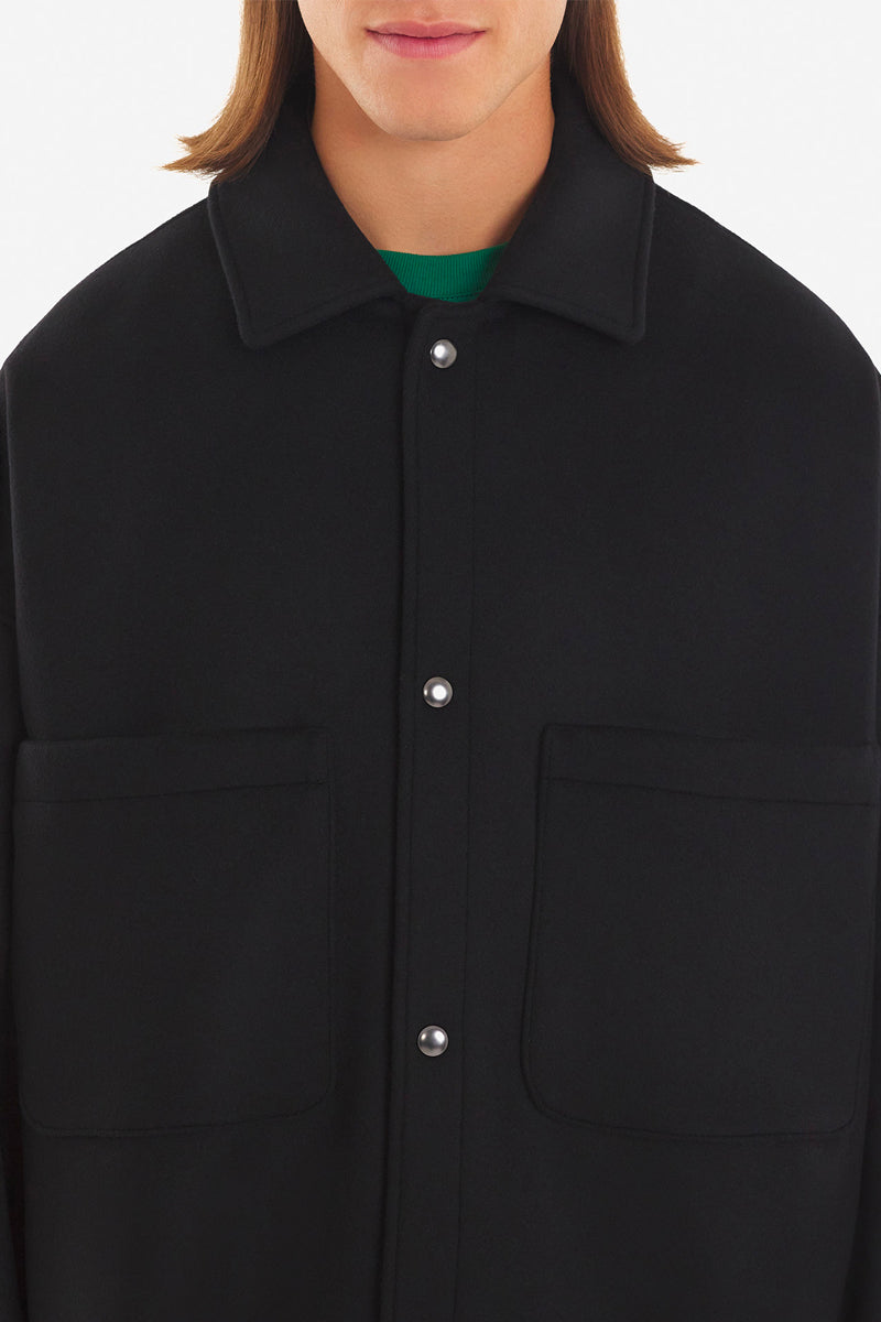 FULLY LINED TWO POCKETS OVERSHIRT BLACK