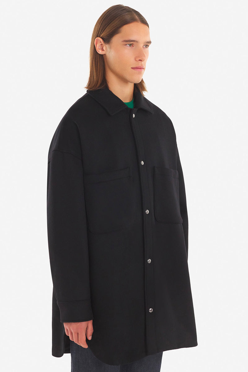 FULLY LINED TWO POCKETS OVERSHIRT BLACK