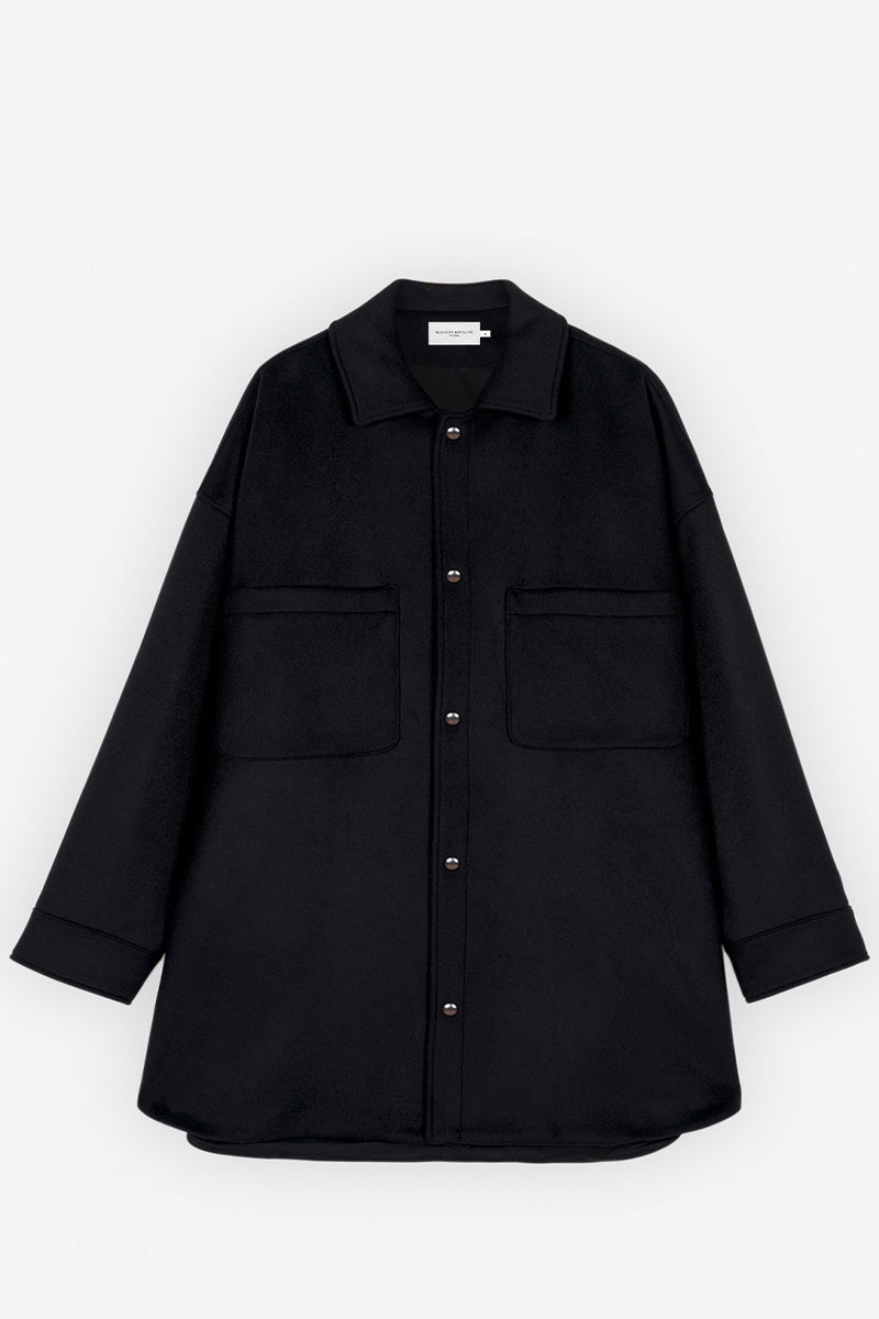 FULLY LINED TWO POCKETS OVERSHIRT BLACK