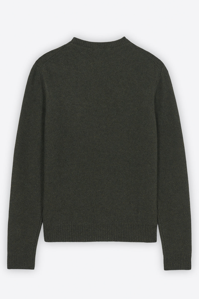 OVERSIZE FOX HEAD JACQUARD PULLOVER KHAKI GREY