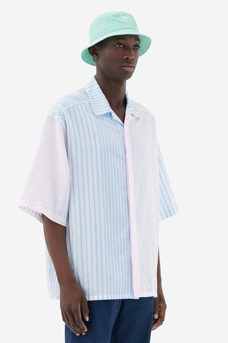 Men's Hawaiian Shirt Color Block Stripes