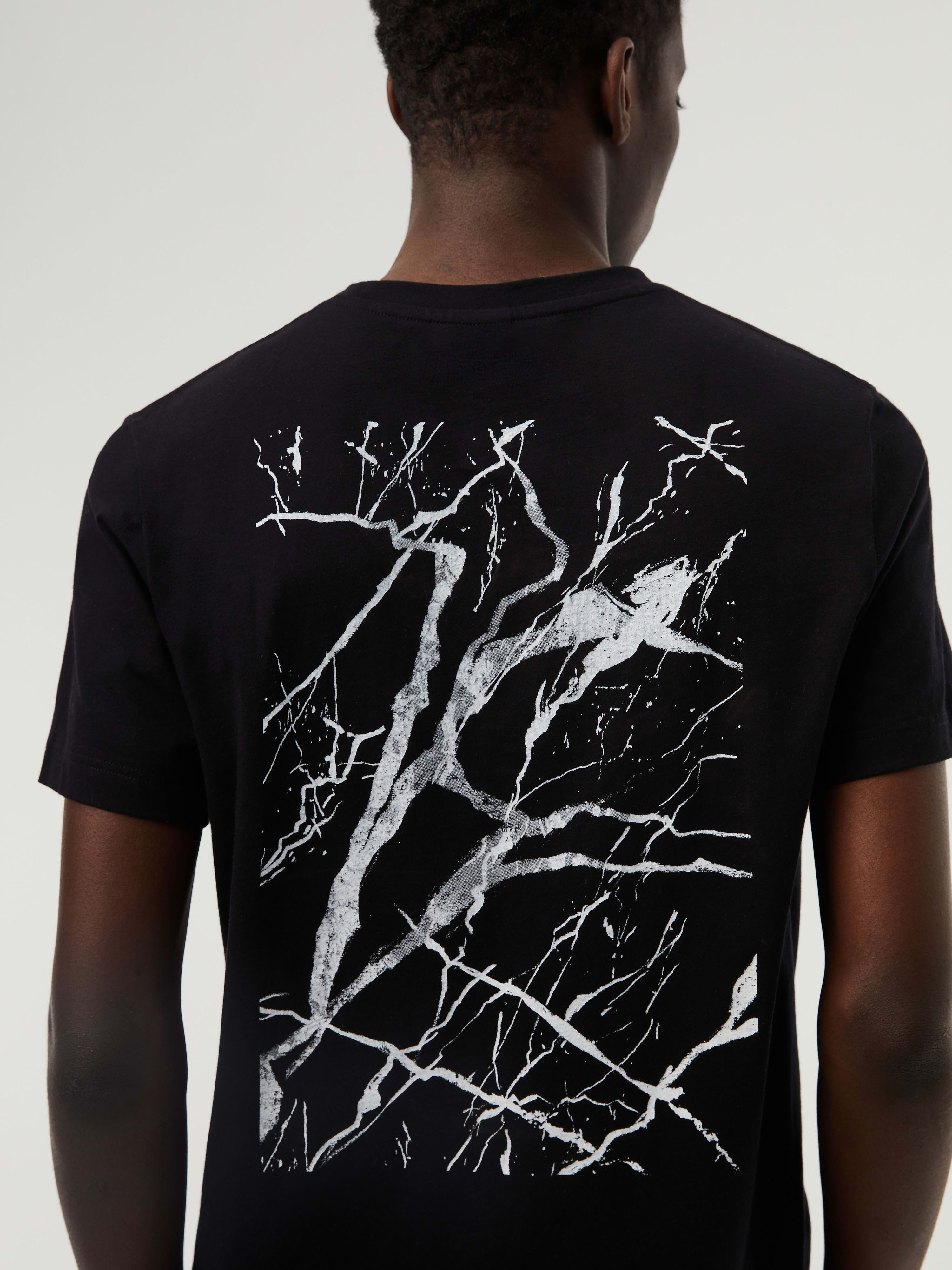 Marble Print Cotton T-shirt Janta V1.y7.02 Black