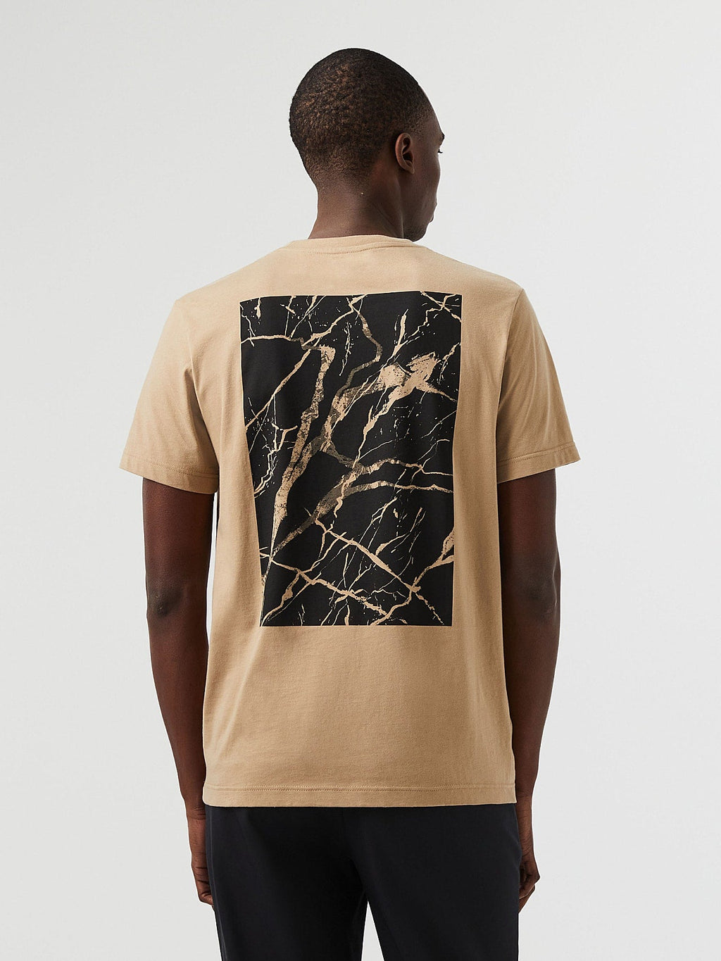 Marble Print Cotton T-Shirt JANTA V1.Y7.02  Brown / Beige