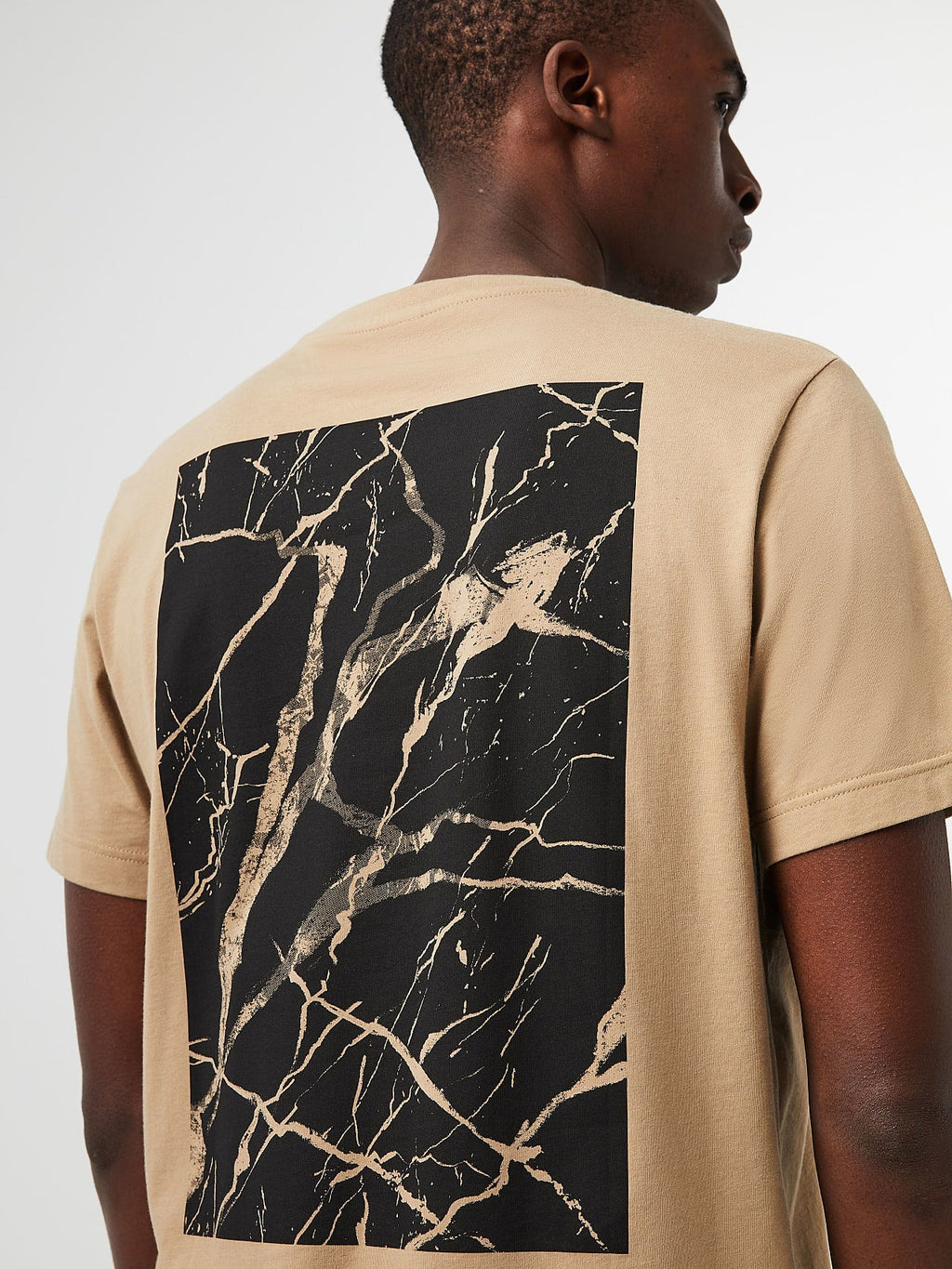 Marble Print Cotton T-Shirt JANTA V1.Y7.02  Brown / Beige