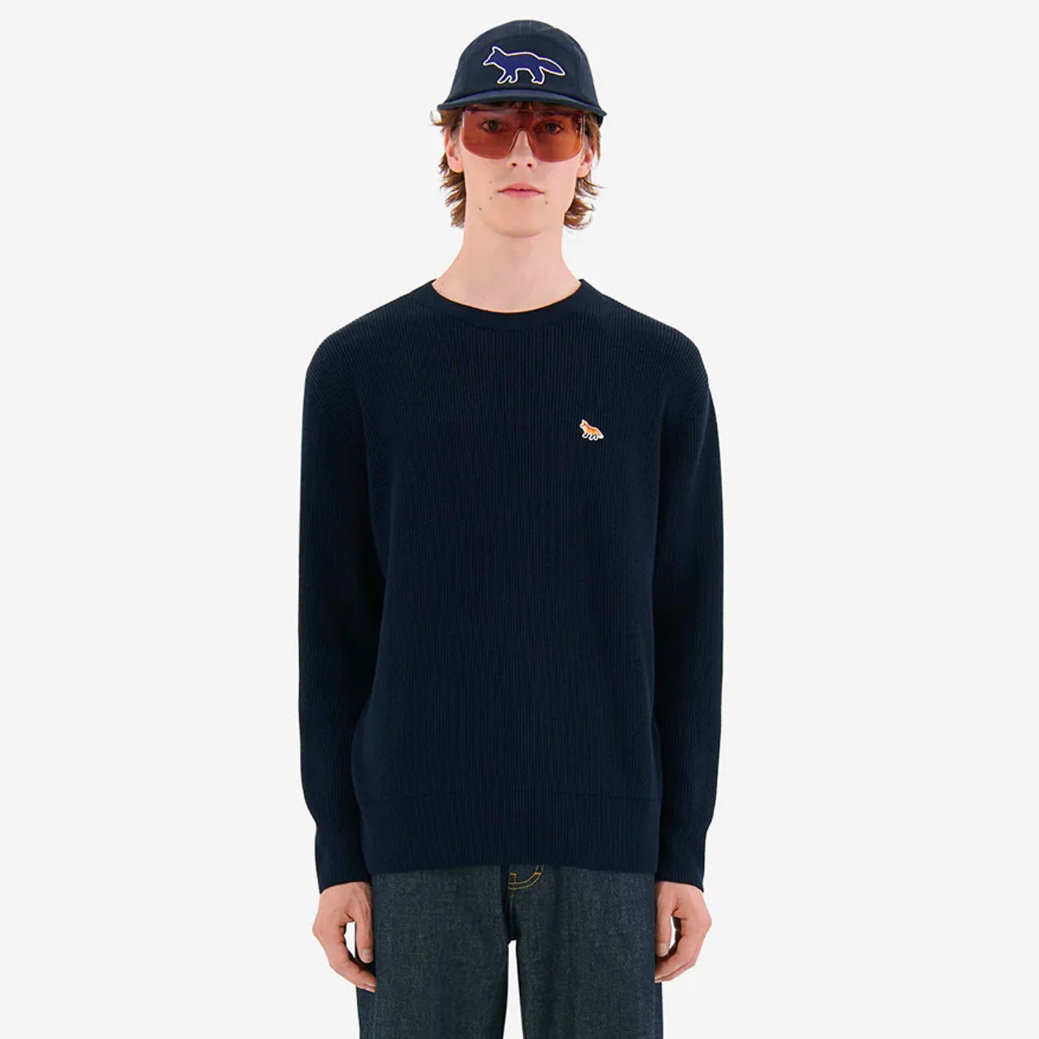 Men's Baby Fox Patch Relaxed Pullover Navy