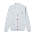 Men's Bold Fox Head Patch Regular Cardigan Light Blue Melange