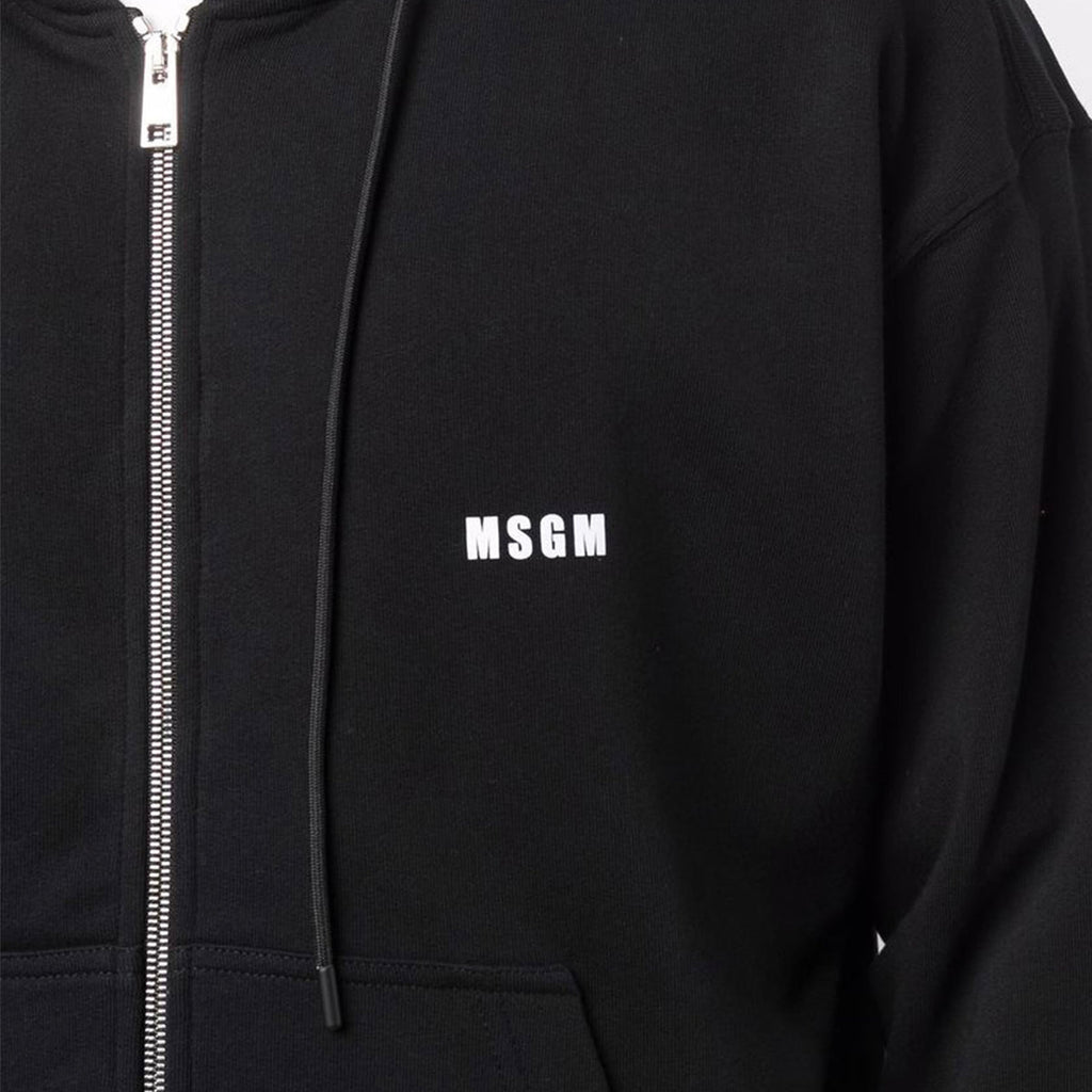 Men's Micrologo Print Zip Hoodie Black