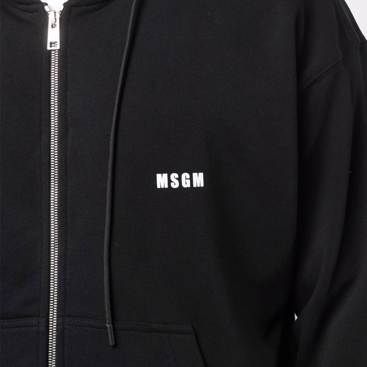 Men's Micrologo Print Zip Hoodie Black