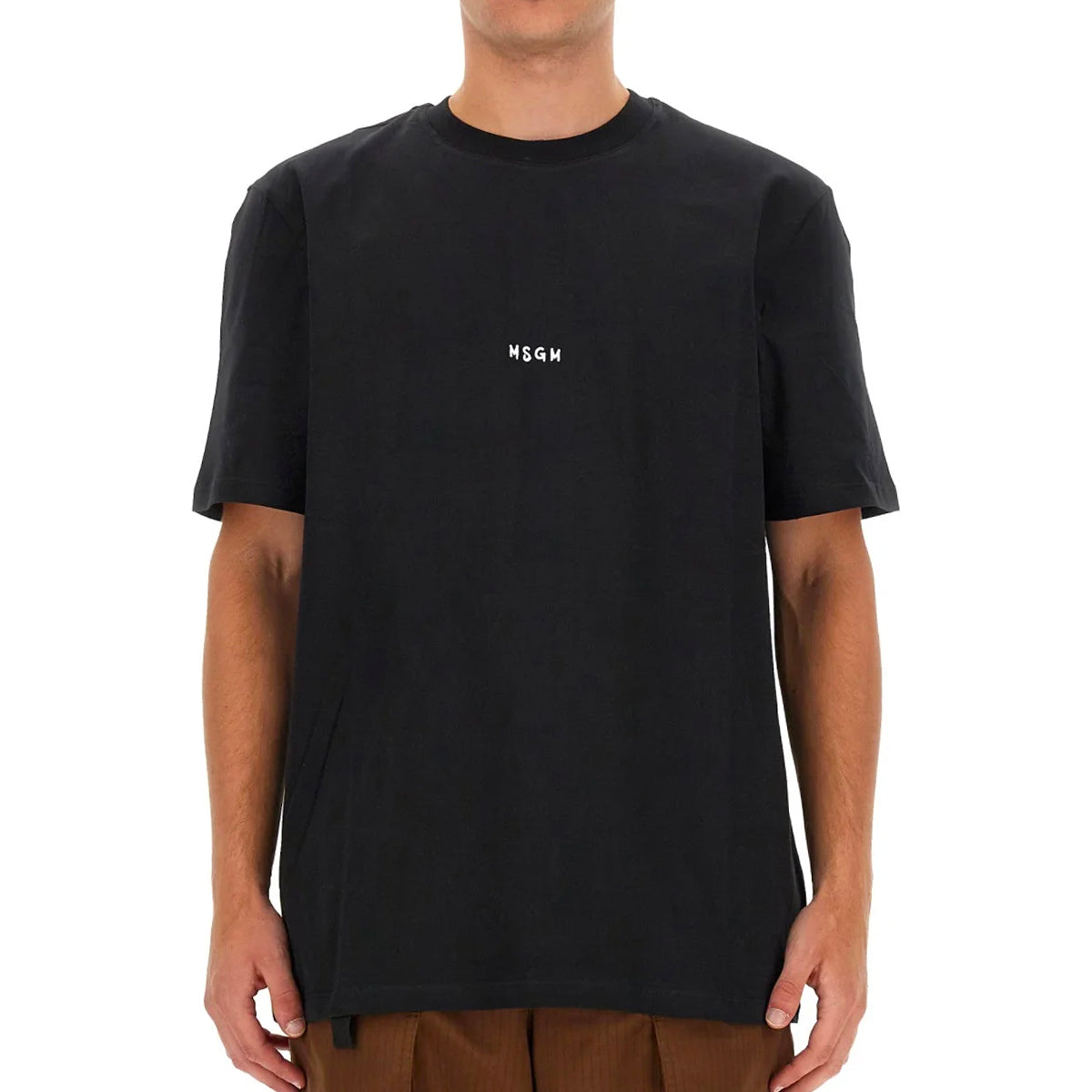 Men's Msgm Brush Stroke Micrologo Print Black