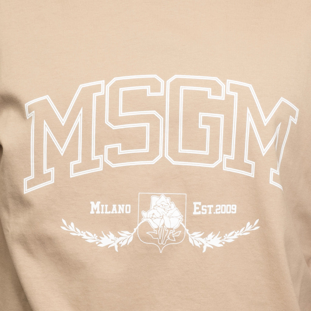 Men's Msgm College Est.2009 Print T-shirt Beige