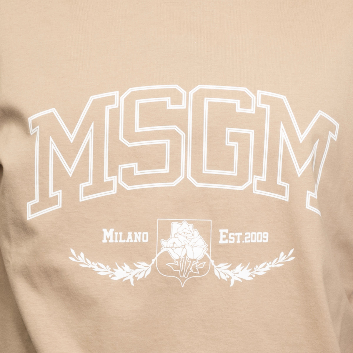 Men's Msgm College Est.2009 Print T-shirt Beige