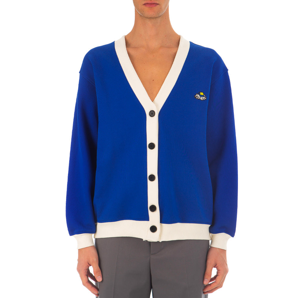 Men's Msgm Felpa Cardigans Blue Dark