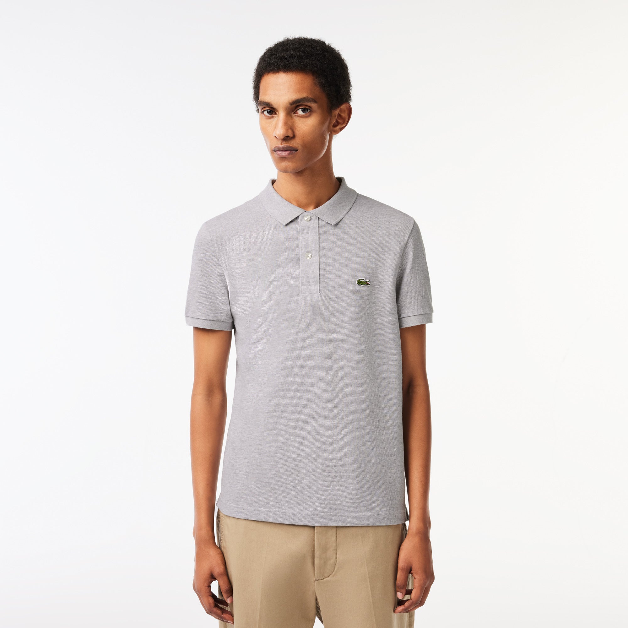 Men's Original L.12.12 Slim Fit Petit Piqué Cotton Polo Grey Chine