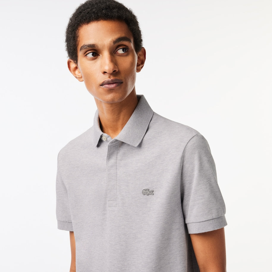 Men's Paris Regular Fit Stretch Cotton Piqué Polo Silver Chine