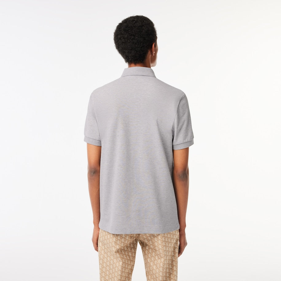 Men's Paris Regular Fit Stretch Cotton Piqué Polo Silver Chine