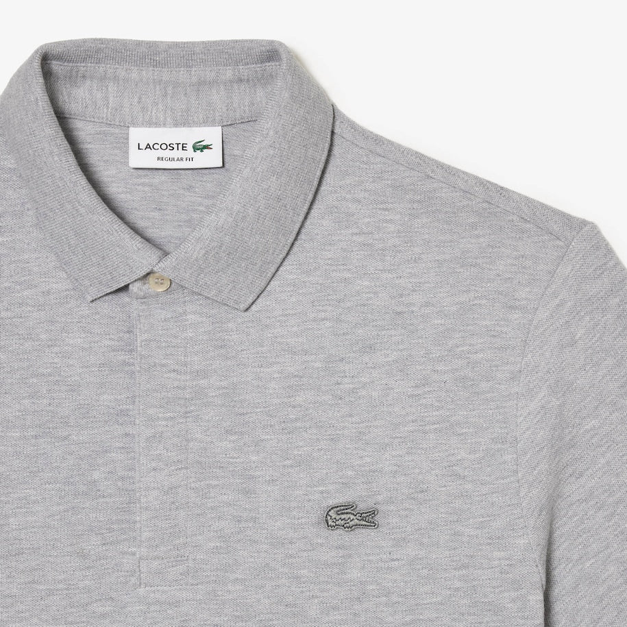 Men's Paris Regular Fit Stretch Cotton Piqué Polo Silver Chine