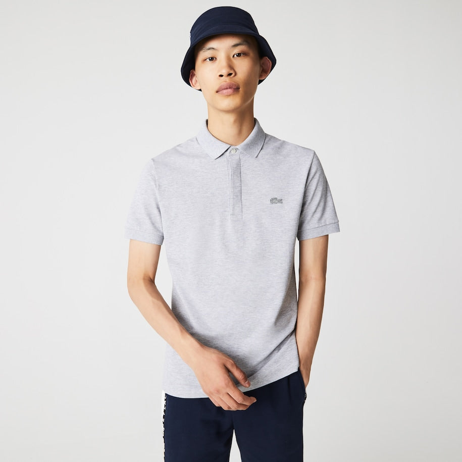 Men's Paris Regular Fit Stretch Cotton Piqué Polo Silver Chine