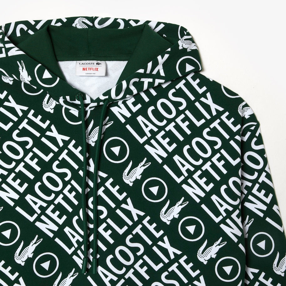 Men's Lacoste x Netflix Loose Fit Organic Cotton Sweatshirt Green/White