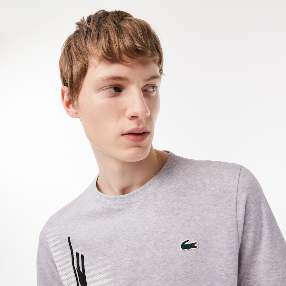 Men’s Sport Regular Fit T-shirt With Contrast Branding Grey Chine