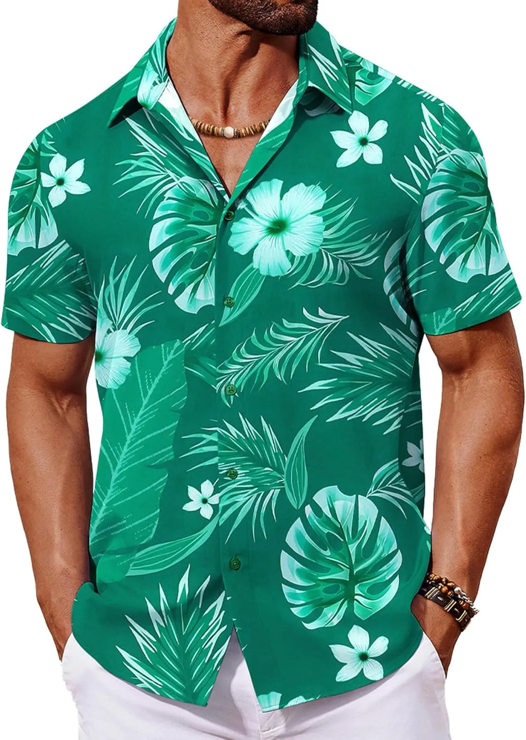 COOFANDY Mens Hawaiian Shirt Short Sleeve Button Down Shirts Tropical Floral Summer Beach Shirts