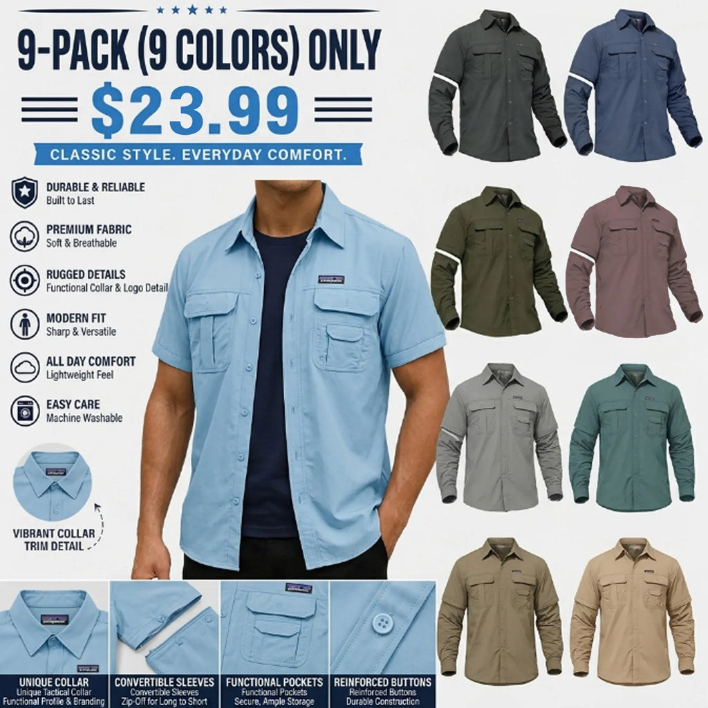 TACVASEN Men's Convertible Long Sleeve Fishing Shirts Lightweight Quick Dry