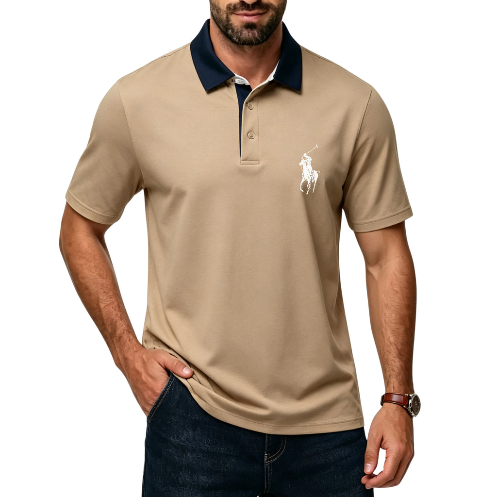 Men's Classic Polo Shirts Contrast Collar Short Sleeve Casual
