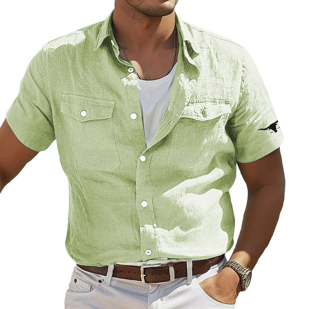 Men's Shirt Linen Shirt Summer Shirt Beach Shirt Solid Color Vacation Curise