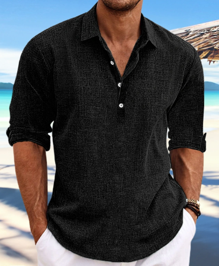 Men's linen shirt, summer shirt, beachwear, solid colour, casual holiday wear