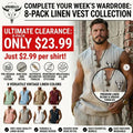 Men's Henley Shirt Vest Top Linen Tank Top Sleeveless Shirt Sleeveless Henley Summer Plain