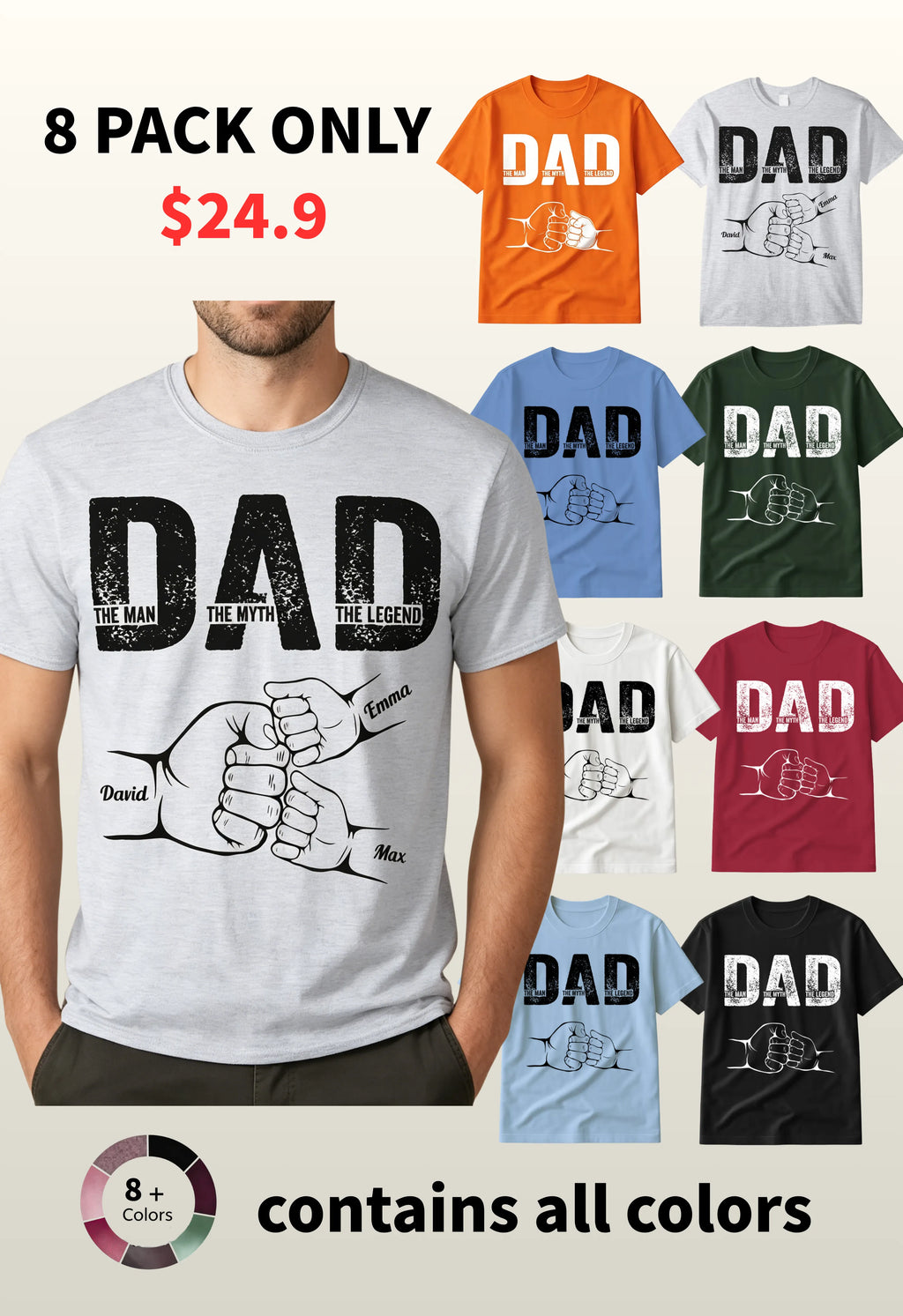 Father's Day Gifts, Dad The Man The Myth The Legend - Personalized Shirt Father's Day