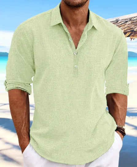 Men's linen shirt, summer shirt, beachwear, solid colour, casual holiday wear